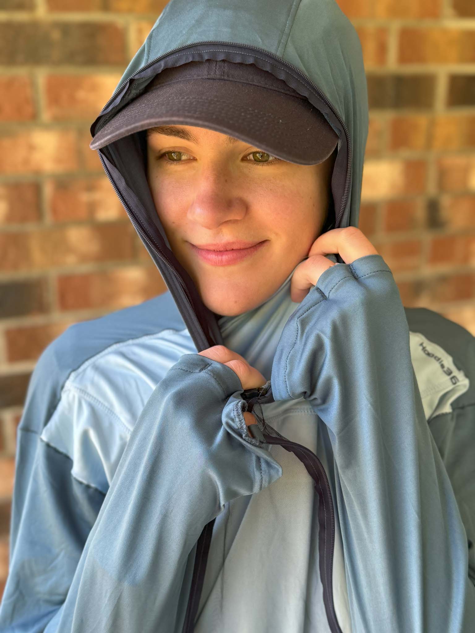 Hoodie360's chest pocket access