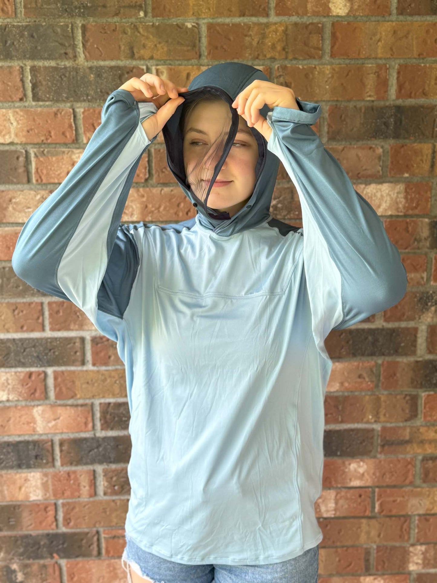 Hoodie360 partially deployed face screen