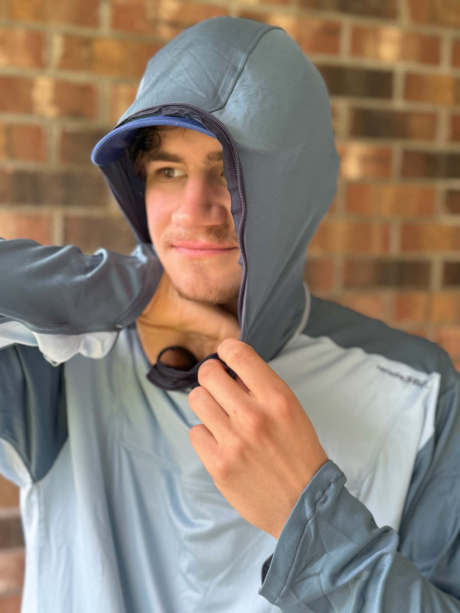Tucking face screen in chest pocket